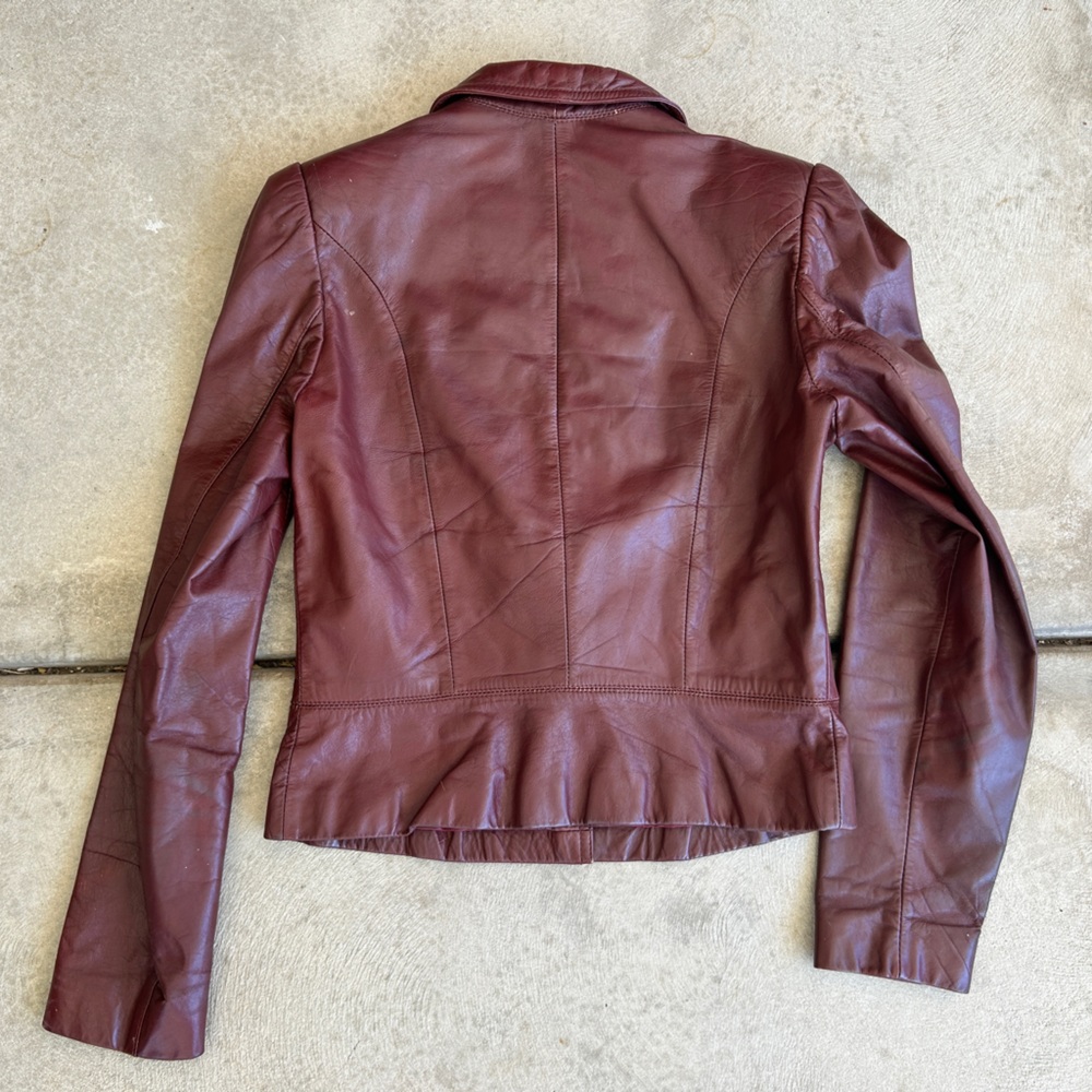 Wilson’s Burgundy Women Leather Jacket Size 6 Made in Korea - Picture 9 of 12